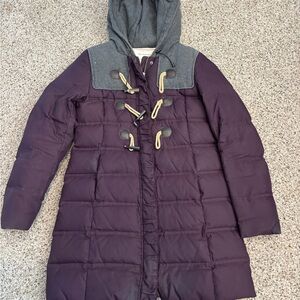 Anthropology Purple Hooded Toggle Coat